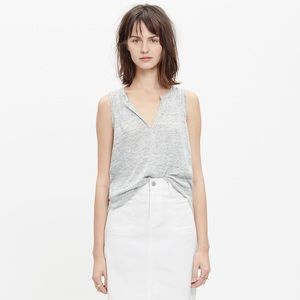 Madewell Linen Split Neck Tank